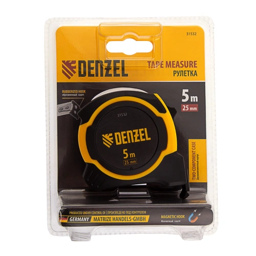Рулетка 5м х 25мм, двухкомп. корпус, магнитный обрезиненный зацеп Denzel по ценам производителя в Санкт-Петербурге с доставкой по всей России
