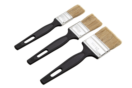 Набор кистей флейцевых 3 шт. (25 мм, 35 мм, 50 мм) натуральная щетина, пластиковая ручка Сибртех купить в Москве с доставкой по всей России | ProtosMarket.ru