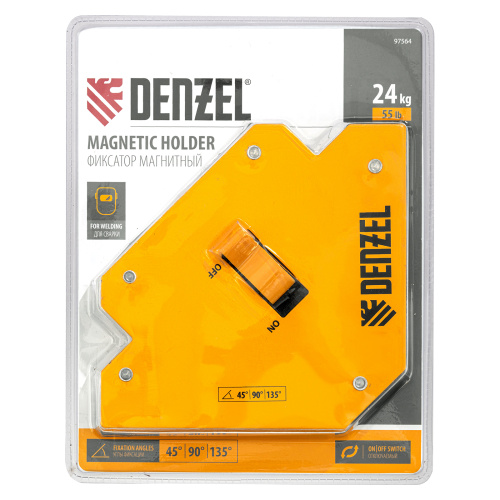 Фиксатор магнитный отключаемый для сварочных работ усилие 55 LB, 45х90х135 град. Denzel по ценам производителя в Санкт-Петербурге с доставкой по всей России