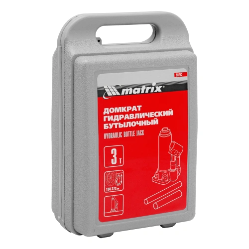Домкрат гидравлический бутылочный, 3 т, высота подъема 194-372 мм, в пластиковый кейсе Matrix по ценам производителя в Санкт-Петербурге с доставкой по всей России