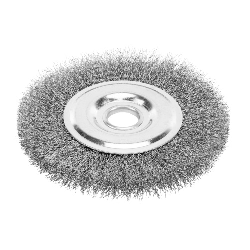 Щетка для УШМ, 150 мм, "Плоская", витая нержавеющая проволока 0.3 мм, посадка 22.2 мм Denzel по ценам производителя в Санкт-Петербурге с доставкой по всей России
