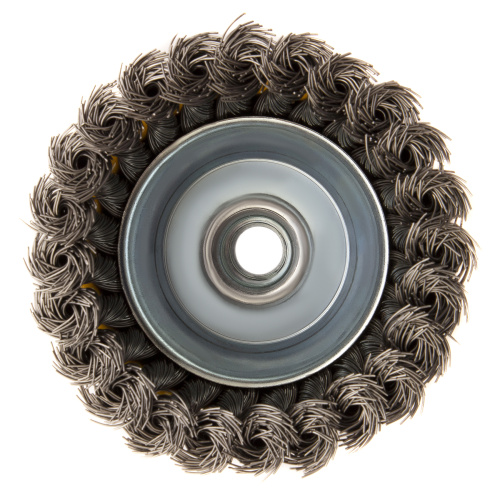 Щетка для УШМ, 100 мм, "Чашка", крученая нержавеющая проволока 0.5 мм, М14 Denzel купить в Москве с доставкой по всей России | ProtosMarket.ru