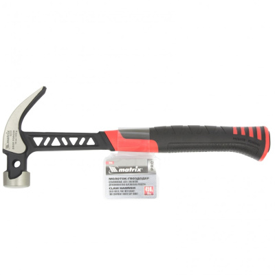 Молоток-гвоздодер, 450 г, цельнокованый, боек с магнитом, двухкомпонентная обрезиненная рукоятка Matrix Pro по ценам производителя в Санкт-Петербурге с доставкой по всей России