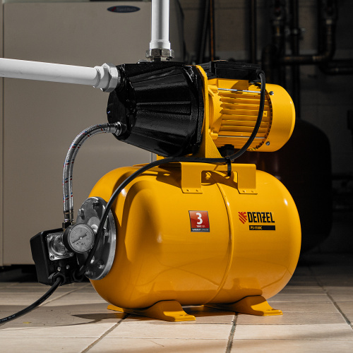 Насосная станция PS1100С, 1100 Вт, 4500 л/ч, ресивер 24 л, подъем 46 м, чугун Denzel по ценам производителя в Санкт-Петербурге с доставкой по всей России