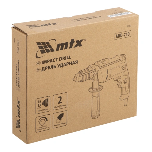 Дрель ударная MID-750, 750 Вт, 0-3000 об/мин, 0-48000 уд/мин MTX по ценам производителя в Санкт-Петербурге с доставкой по всей России