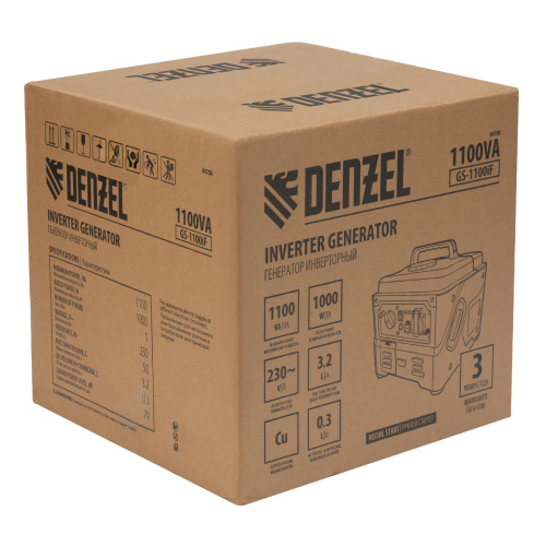 Генератор инверторный GS-1100iF, 1,1 кВт, 230 В, ручной старт DENZEL по ценам производителя в Санкт-Петербурге с доставкой по всей России