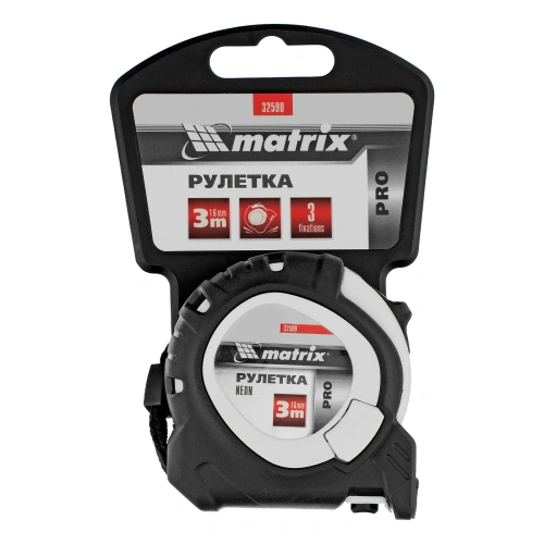 Рулетка Neon,3 м x 16 мм,обрезиненный корпус,3 фиксации,Pro Matrix по ценам производителя в Санкт-Петербурге с доставкой по всей России