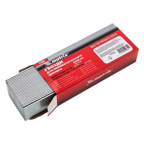 Гвозди для пневматического нейлера, длина 25 мм, ширина 1.25 мм, толщина 1 мм, 5000 шт Matrix по ценам производителя в Санкт-Петербурге с доставкой по всей России