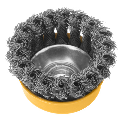 Щетка для УШМ, 75 мм, "Чашка", крученая нержавеющая проволока 0.5 мм, М14 Denzel по ценам производителя в Санкт-Петербурге с доставкой по всей России