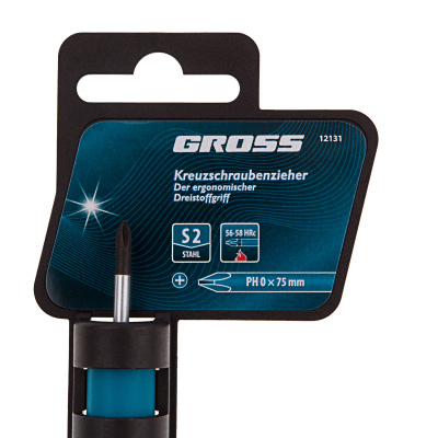 Отвертка PH0 x 75 мм, S2, трехкомпонентная рукоятка Gross по ценам производителя в Санкт-Петербурге с доставкой по всей России