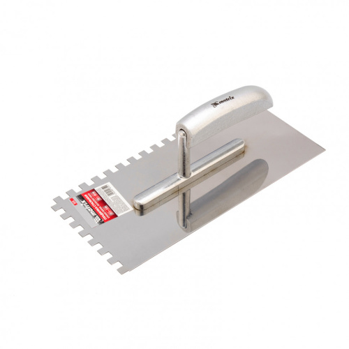 Гладилка из нержавеющей стали, 280 x 130 мм, деревянная ручка, зуб 8 x 8 мм Matrix по ценам производителя в Санкт-Петербурге с доставкой по всей России