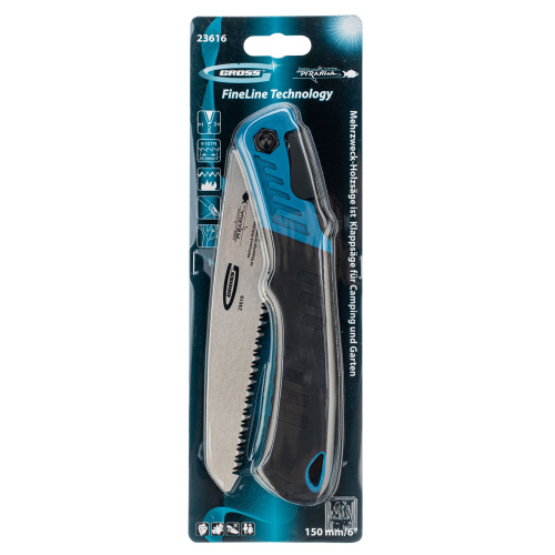 Пила по дереву Piranha, складная, для кемпинга и сада, 150 мм, 9-10 TPI, подкаленый зуб 3D, двухкомпонентная рукоятка Gross купить в Москве с доставкой по всей России | ProtosMarket.ru