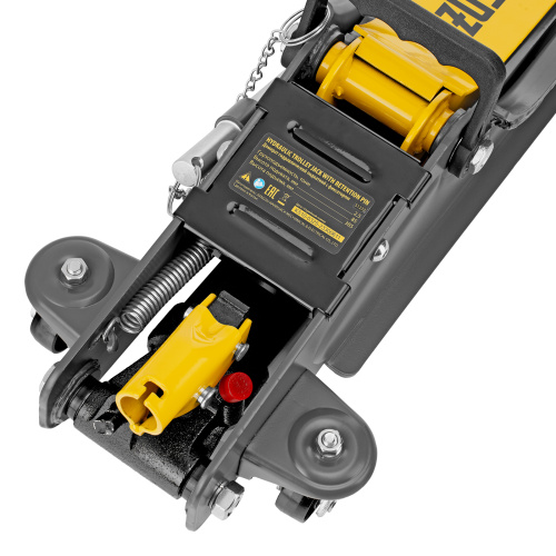 Домкрат гидравлический подкатной с фиксатором, 2,5 т,  85-385 мм, в пласт. кейсе Denzel по ценам производителя в Санкт-Петербурге с доставкой по всей России