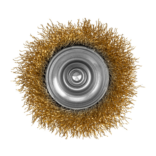 Щетка для дрели, 65 мм, "чашка" со шпилькой, латунированная витая проволока Matrix по ценам производителя в Санкт-Петербурге с доставкой по всей России