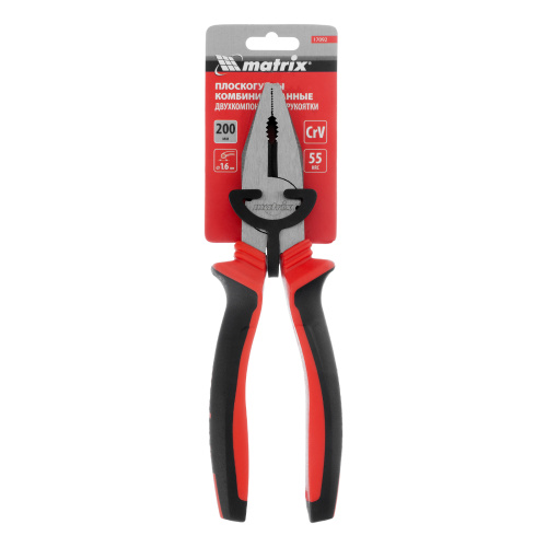 Плоскогубцы комбинированные, 200 мм, хром-ванадий, двухкомпонентные рукоятки Matrix купить в Москве с доставкой по всей России | ProtosMarket.ru