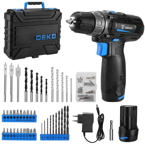 Аккумуляторная дрель-шуруповерт DEKO DKCD12 в кейсе + набор инструментов 92 шт, 12В, 2х2.0 Ач купить в Москве с доставкой по всей России | ProtosMarket.ru