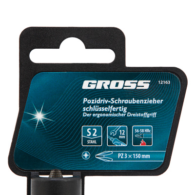 Отвертка PZ3 x 150 мм, S2, трехкомпонентная ручка Gross купить в Москве с доставкой по всей России | ProtosMarket.ru