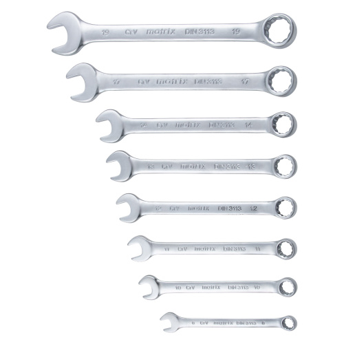 Набор ключей комбинированных, 8-19 мм, 8 шт, CrV, матовый хром Matrix купить в Москве с доставкой по всей России | ProtosMarket.ru