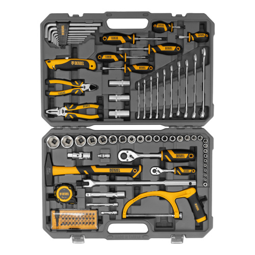 Набор инструментов, 1/2", 1/4", CrV, S2, пластиковый кейс, 100 предметов Denzel по ценам производителя в Санкт-Петербурге с доставкой по всей России