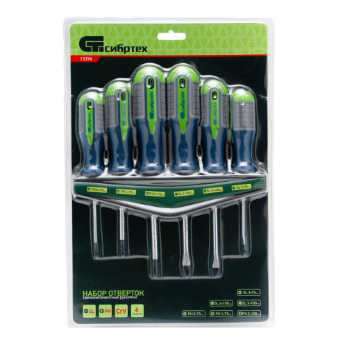 Набор отверток, CrV, трехкомпонентные рукоятки, 6 предметов Сибртех купить в Москве с доставкой по всей России | ProtosMarket.ru