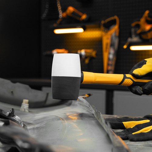 Киянка резиновая, 680 г, черно-белая, фибергласовая рукоятка c TPR покрытием Denzel купить в Москве с доставкой по всей России | ProtosMarket.ru