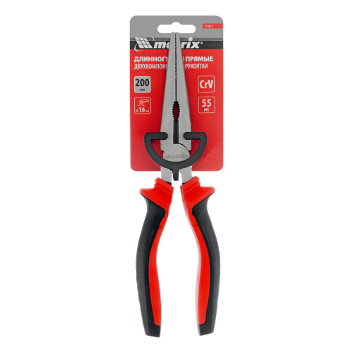 Длинногубцы прямые, 200 мм, хром-ванадий, двухкомпонентные рукоятки Matrix по ценам производителя в Санкт-Петербурге с доставкой по всей России