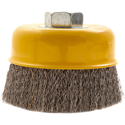 Щетка для УШМ, 100 мм, "Чашка", витая нержавеющая проволока 0.3 мм, М14 Denzel по ценам производителя в Санкт-Петербурге с доставкой по всей России