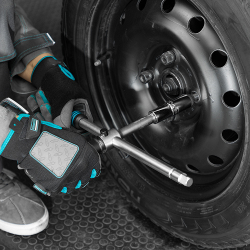 Ключ-крест баллонный, складной с изменяющимся рычагом, 17 мм, 19 мм, 21 мм, 23 мм, CrV, хромированный Gross купить в Москве с доставкой по всей России | ProtosMarket.ru