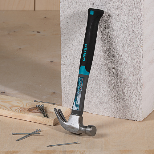 Молоток-гвоздодер, 450 г, фибергласовая трехкомпонентная рукоятка Gross купить в Москве с доставкой по всей России | ProtosMarket.ru