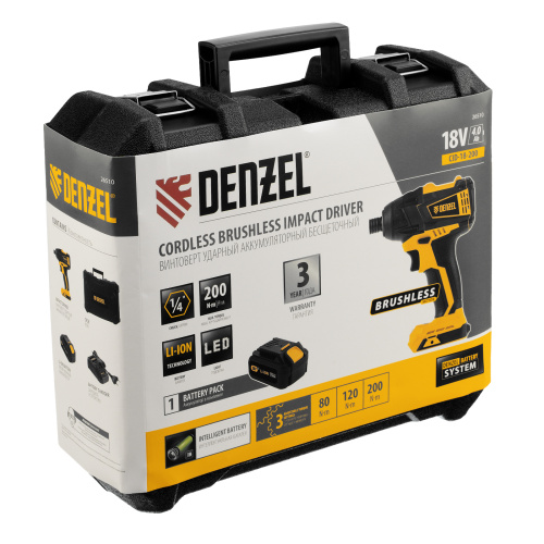 Винтоверт ударный аккумуляторный бесщет CID-IB-200 18В Li-Ion Denzel купить в Москве с доставкой по всей России | ProtosMarket.ru