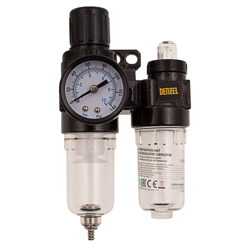 Блок подготовки воздуха регулятор-фильтр-лубрикатор FLR1500, 10 бар, 1500 л/мин, 1/4" Denzel купить в Москве с доставкой по всей России | ProtosMarket.ru