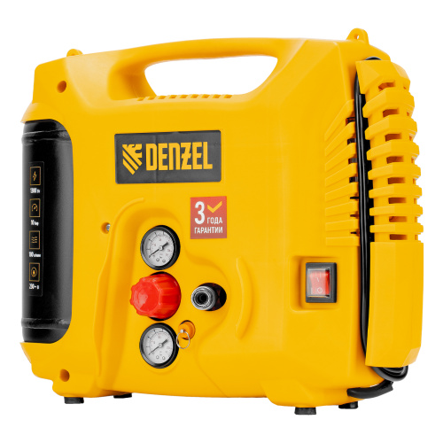 Компрессор воздушный DL1300, 10 бар, 1,3 кВт 180 л/мин 5 л, с набором аксессуаров Denzel по ценам производителя в Санкт-Петербурге с доставкой по всей России