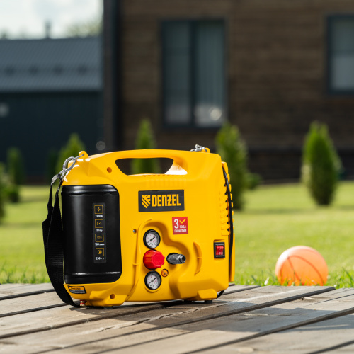 Компрессор воздушный DL1300, 10 бар, 1,3 кВт 180 л/мин 5 л, с набором аксессуаров Denzel по ценам производителя в Санкт-Петербурге с доставкой по всей России