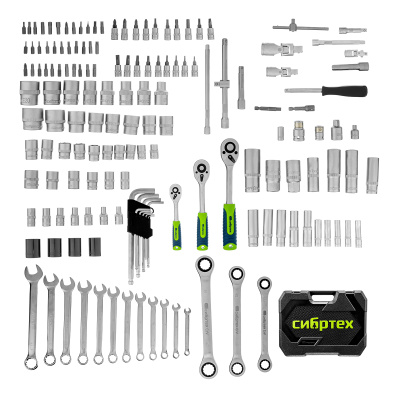 Набор инструментов, 1/2", 3/8", 1/4", пластиковый кейс 160 предм. Сибртех купить в Москве с доставкой по всей России | ProtosMarket.ru