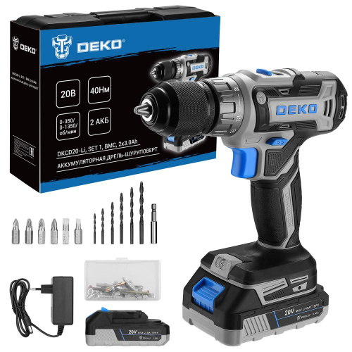 Аккумуляторная дрель-шуруповерт DEKO DKCD20-Li SET1, 2x3.0Ач купить в Москве с доставкой по всей России | ProtosMarket.ru
