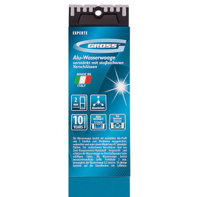 Уровень алюминиевый, 1800 мм, усиленный с ударопрочными заглушками, рукоятки, 3 глазка Gross купить в Москве с доставкой по всей России | ProtosMarket.ru