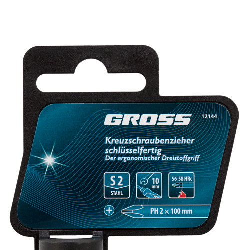 Отвертка PH2 x 100 мм, S2, трехкомпонентная ручка Gross по ценам производителя в Санкт-Петербурге с доставкой по всей России