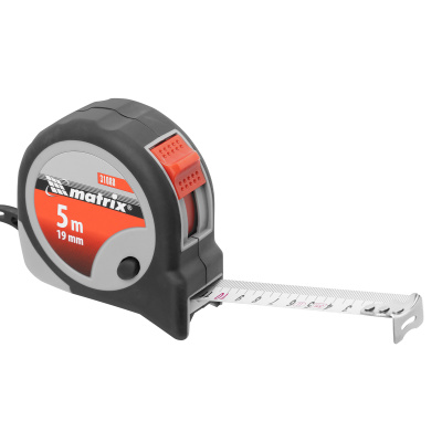Рулетка Continuous fixation,5 м х 19 мм,двухкомпонентный корпус,плавная фиксация Matrix по ценам производителя в Санкт-Петербурге с доставкой по всей России