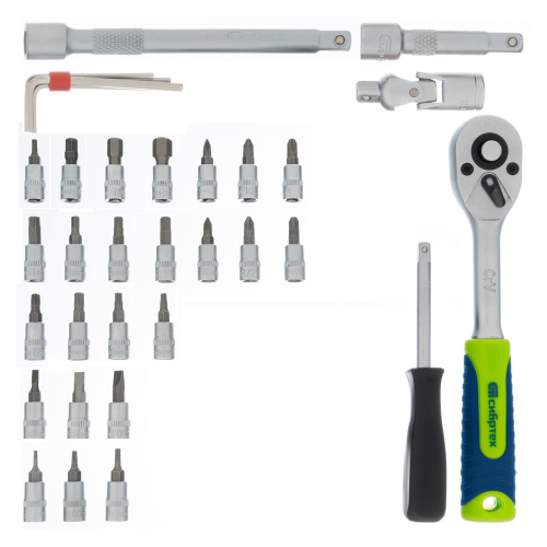 Набор инструментов, 1/4", пластиковый кейс 56 предметов Сибртех купить в Москве с доставкой по всей России | ProtosMarket.ru