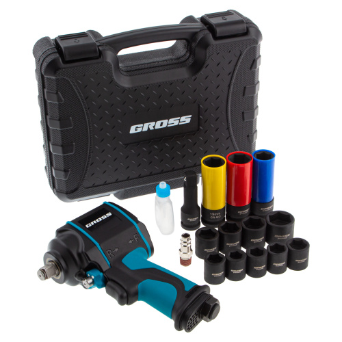 Гайковерт пневматический ударный G985K2, 1/2, 610Нм 9000 об/мин, с набором 17 предметов Gross купить в Москве с доставкой по всей России | ProtosMarket.ru
