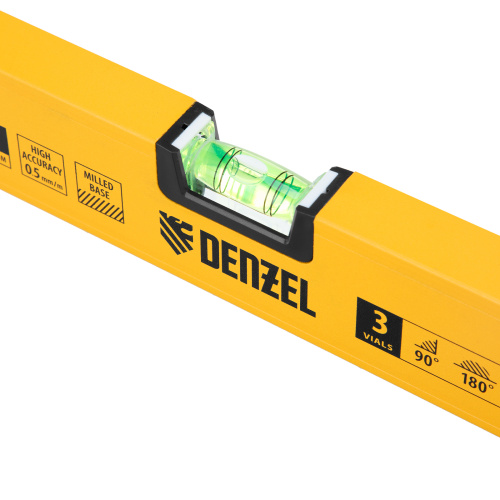 Уровень алюминиевый, магнит, фрезерованный, 3 глазка (1 зеркал.) 0,5 мм/м, 600 мм Denzel по ценам производителя в Санкт-Петербурге с доставкой по всей России