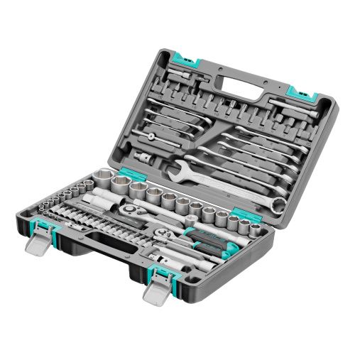 Набор инструментов, 1/2", 1/4", CrV, пластиковый кейс 82 предмета Stels купить в Москве с доставкой по всей России | ProtosMarket.ru