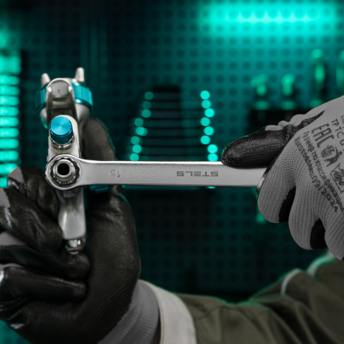 Ключ комбинированный, 15 мм, CrV, матовый хром Stels по ценам производителя в Санкт-Петербурге с доставкой по всей России