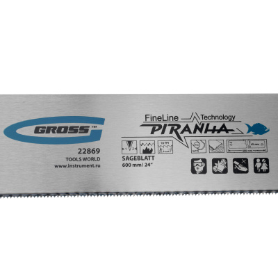 Пильное полотно для прецизионного стусла "Piranha", 600 мм, каленый зуб 2D, 18 TPI Gross купить в Москве с доставкой по всей России | ProtosMarket.ru