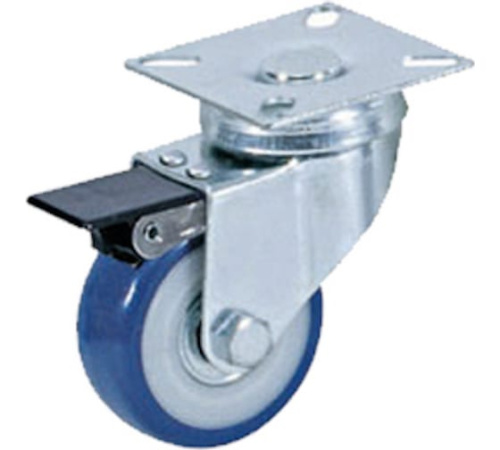 Колесо аппаратное поворотное SCvb 25 50 мм с тормозом (синяя резина) по ценам производителя в Санкт-Петербурге с доставкой по всей России