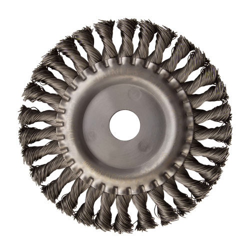 Щетка для УШМ, 150 мм, "Плоская", крученая нержавеющая проволока 0.5мм, посадка 22.2 мм Denzel купить в Москве с доставкой по всей России | ProtosMarket.ru