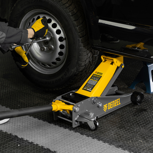 Домкрат гидравлический подкатной, 3 т, 125-470 мм, быстрый подъем, проф. Denzel по ценам производителя в Санкт-Петербурге с доставкой по всей России