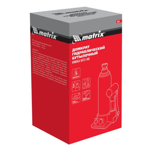 Домкрат гидравлический бутылочный, 6 т, h подъема 216-413 мм Matrix по ценам производителя в Санкт-Петербурге с доставкой по всей России