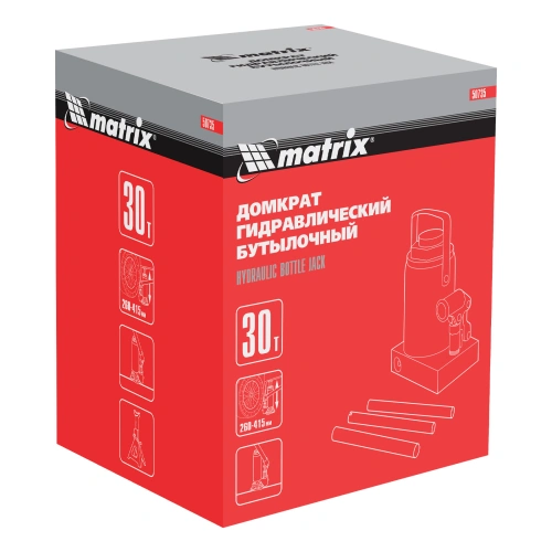 Домкрат гидравлический бутылочный, 30 т, высота подъема 260-415 мм Matrix по ценам производителя в Санкт-Петербурге с доставкой по всей России