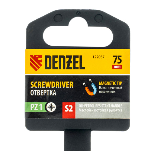 Отвертка, PZ1x75 мм, S2, 3к рукоятка Denzel по ценам производителя в Санкт-Петербурге с доставкой по всей России